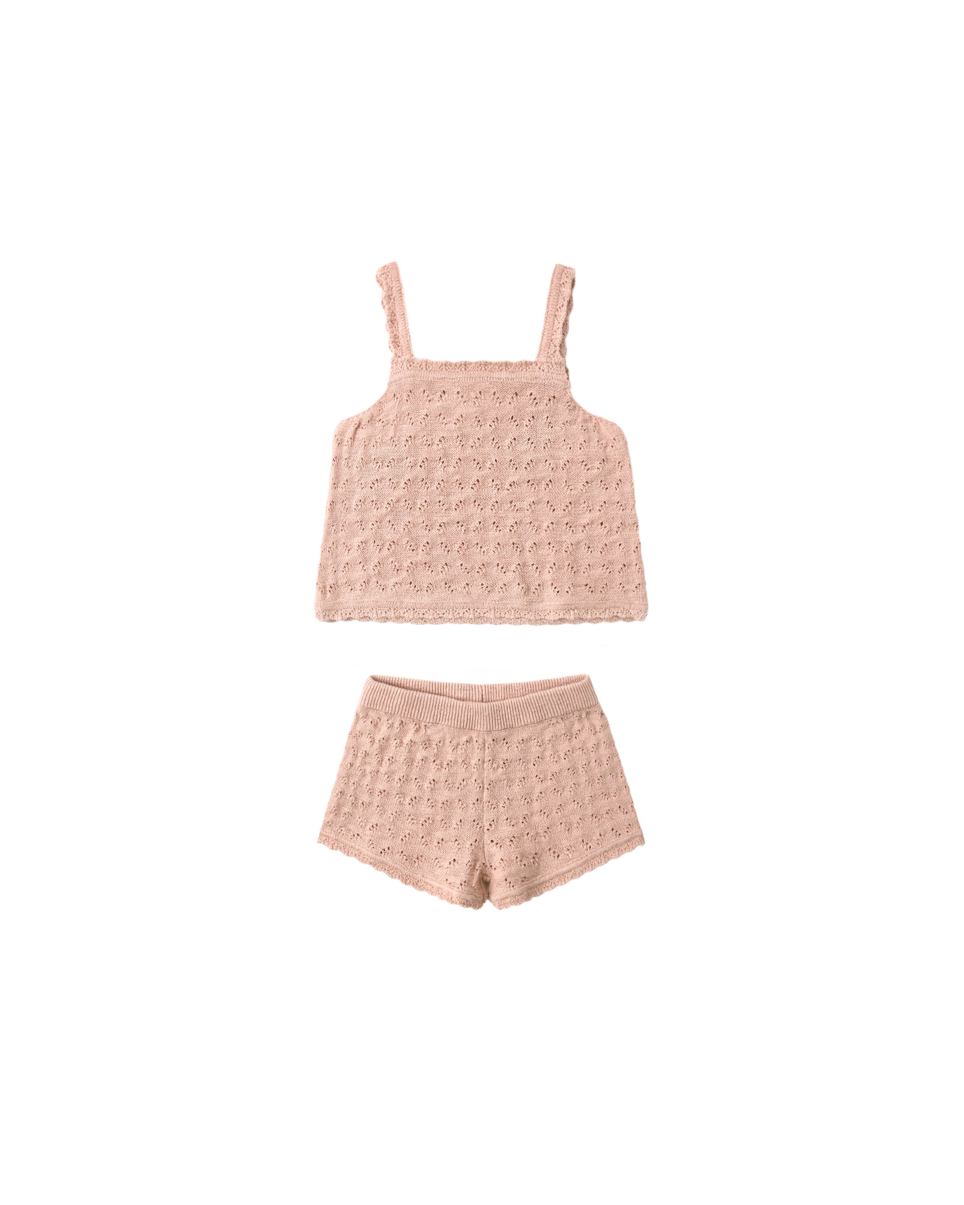POINTELLE KNIT TANK + SHORT SET MELON