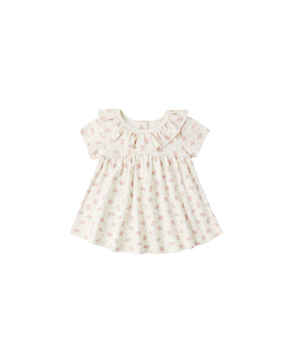 RUFFLE COLLAR JERSEY DRESS FLOWER FIELD
