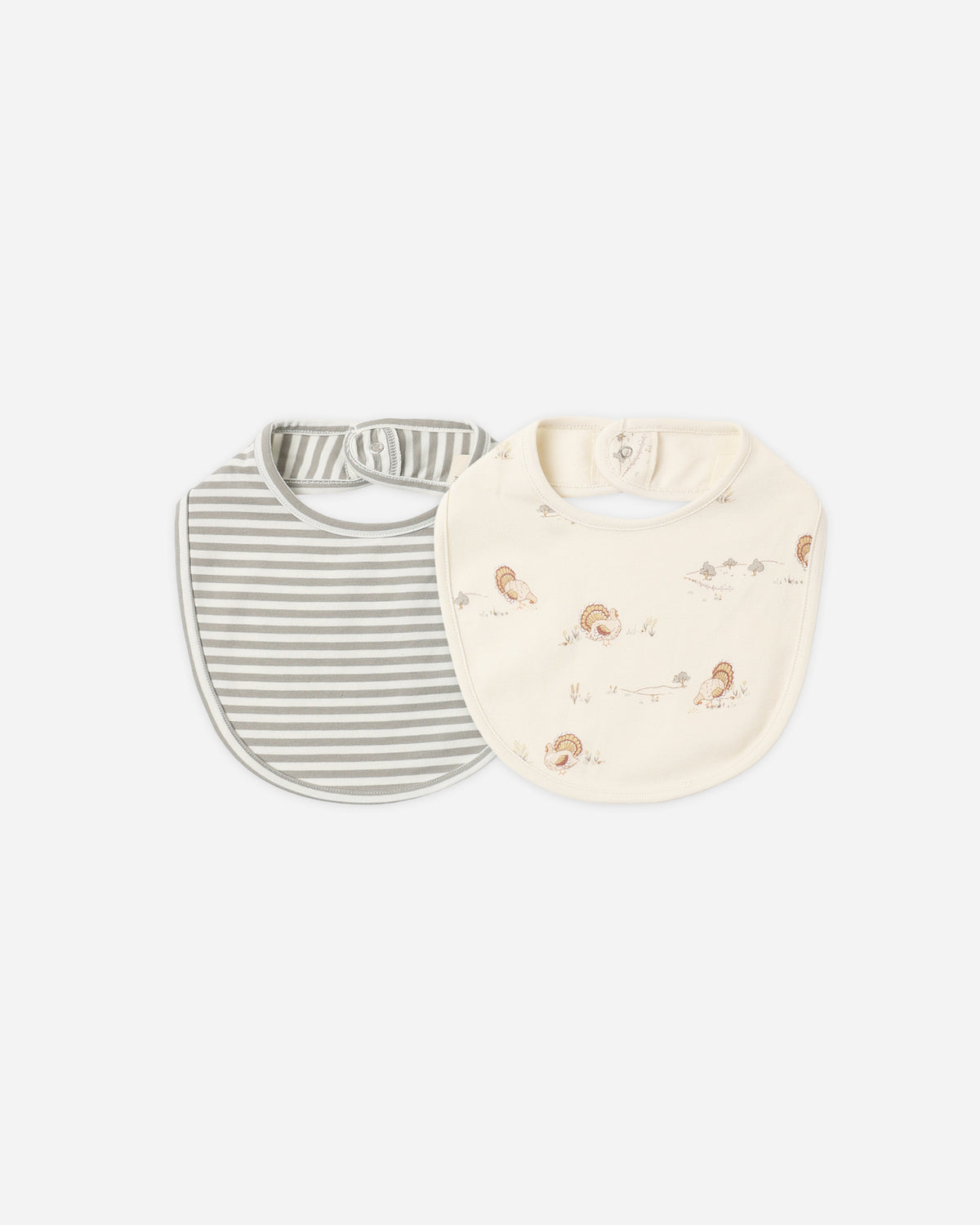 JERSEY SNAP BIB | 2 PACK LAUREL STRIPE | TURKEY