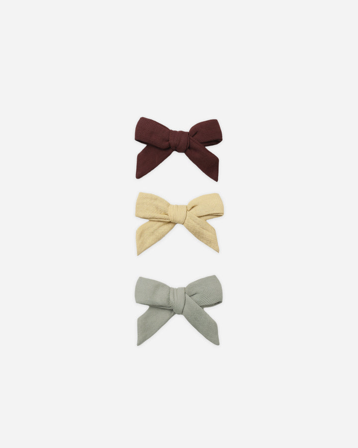 BOW W. CLIP | SET OF 3 | BLACK CHERRY, BUTTERSCOTCH, LAUREL