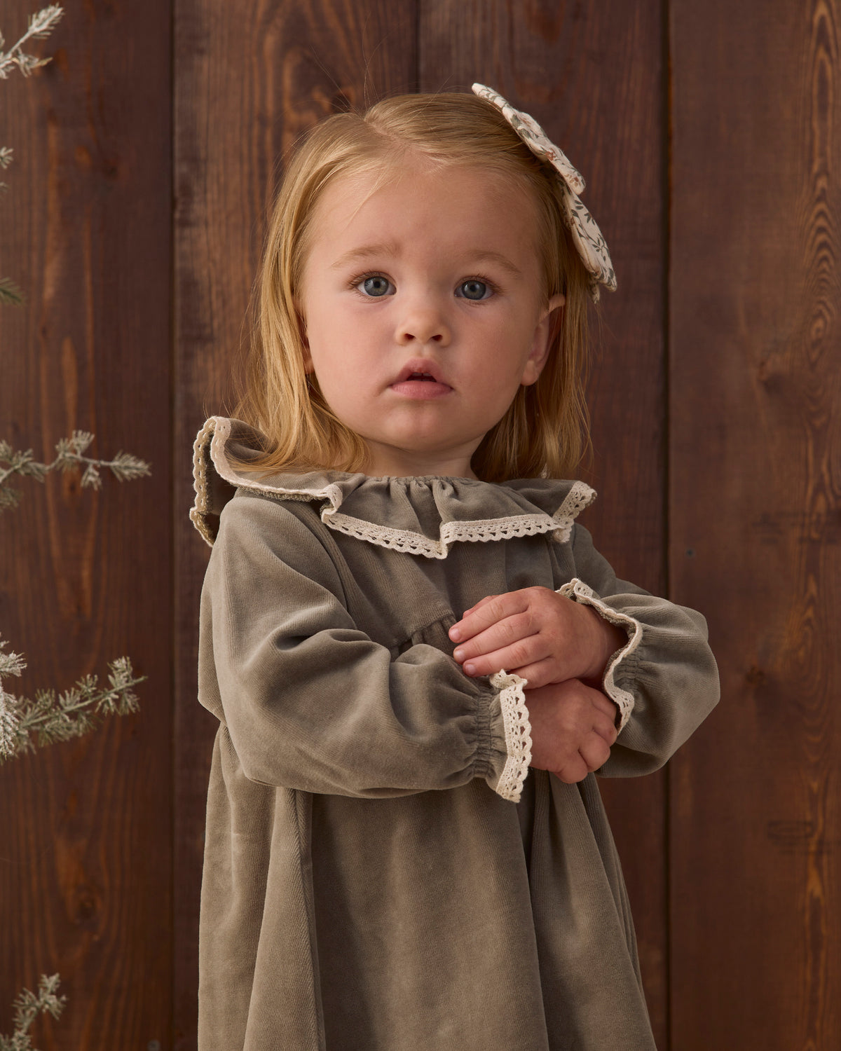VELOUR BABY DRESS SPRUCE