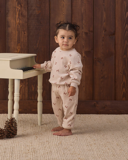 VELOUR RELAXED SWEATPANT RED BOWS