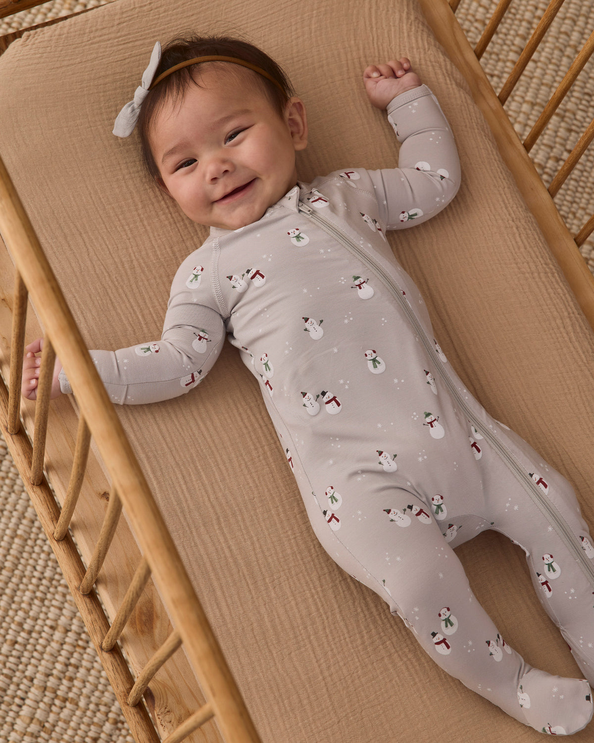 BAMBOO ZIP FOOTIE SNOWMAN