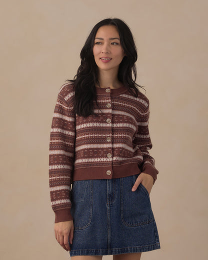 WOMEN'S CHEYENNE CARDIGAN MULBERRY MULTI-STRIPE