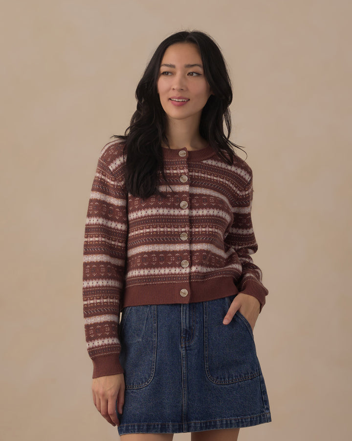WOMEN'S CHEYENNE CARDIGAN MULBERRY MULTI-STRIPE