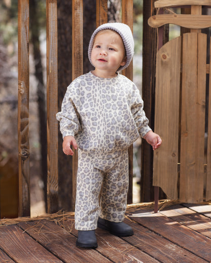 WIDE LEG SWEATPANT BLUE LEOPARD