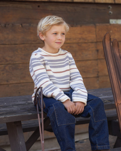 JACQUES SWEATER DUSTY BLUE STRIPE