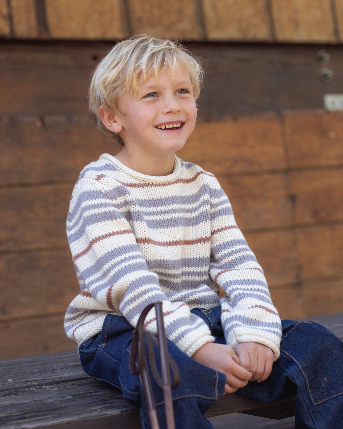 JACQUES SWEATER DUSTY BLUE STRIPE