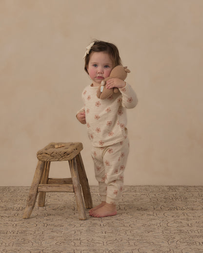 LONG SLEEVE TEE + PANT SET PINK DAISIES