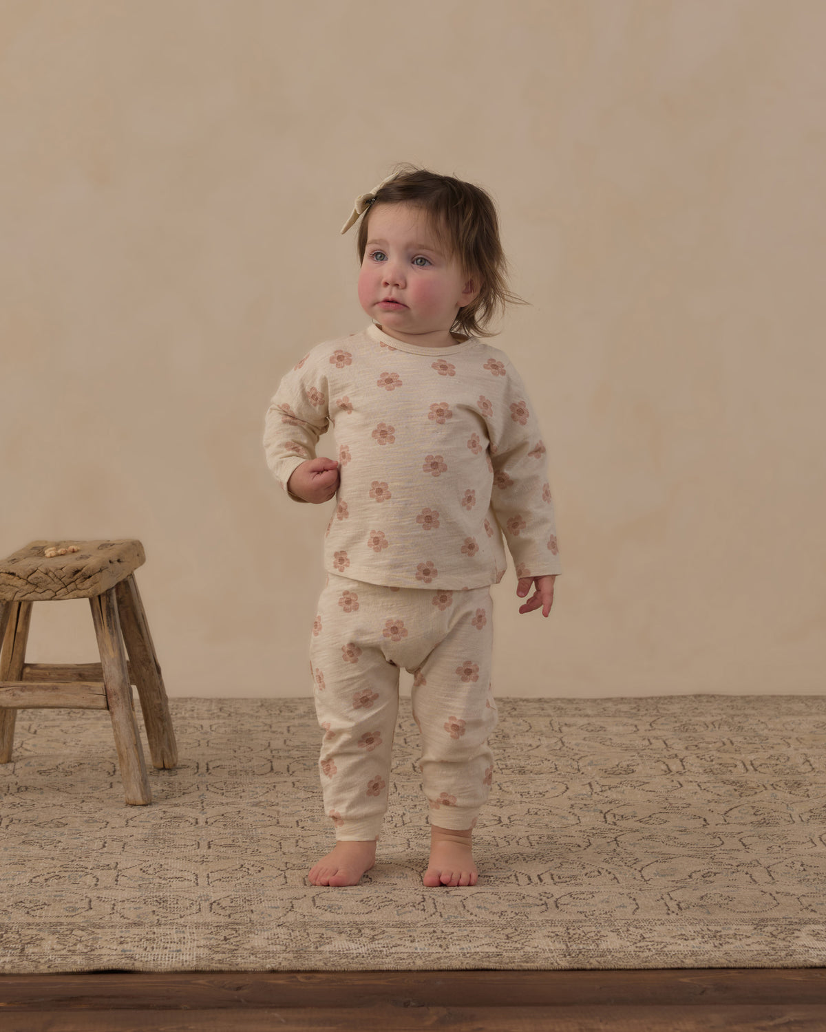 LONG SLEEVE TEE + PANT SET PINK DAISIES