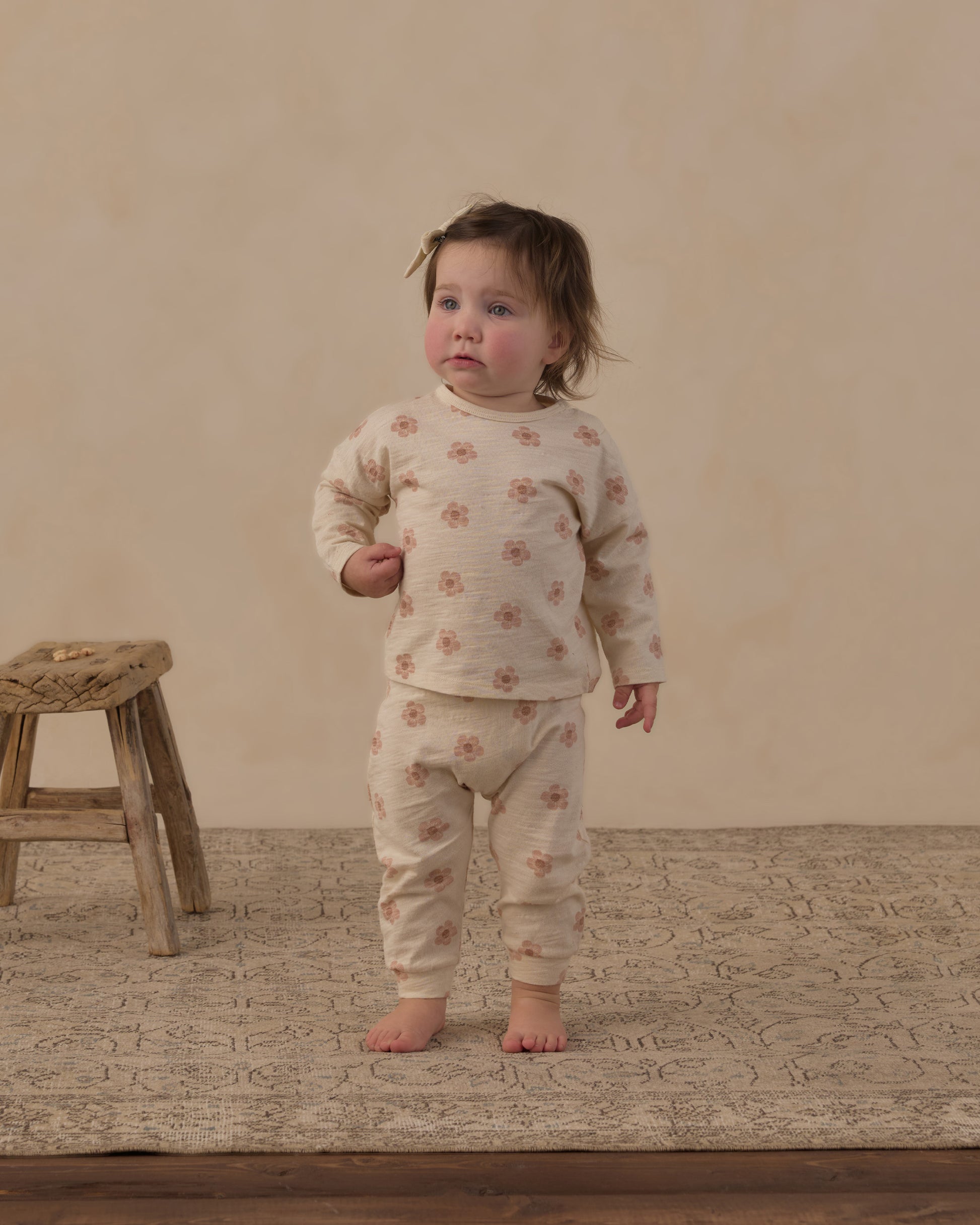 LONG SLEEVE TEE + PANT SET PINK DAISIES