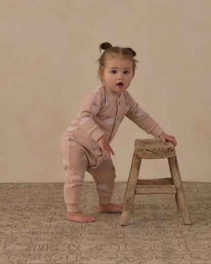 BUTTON DOWN JUMPSUIT SWANS
