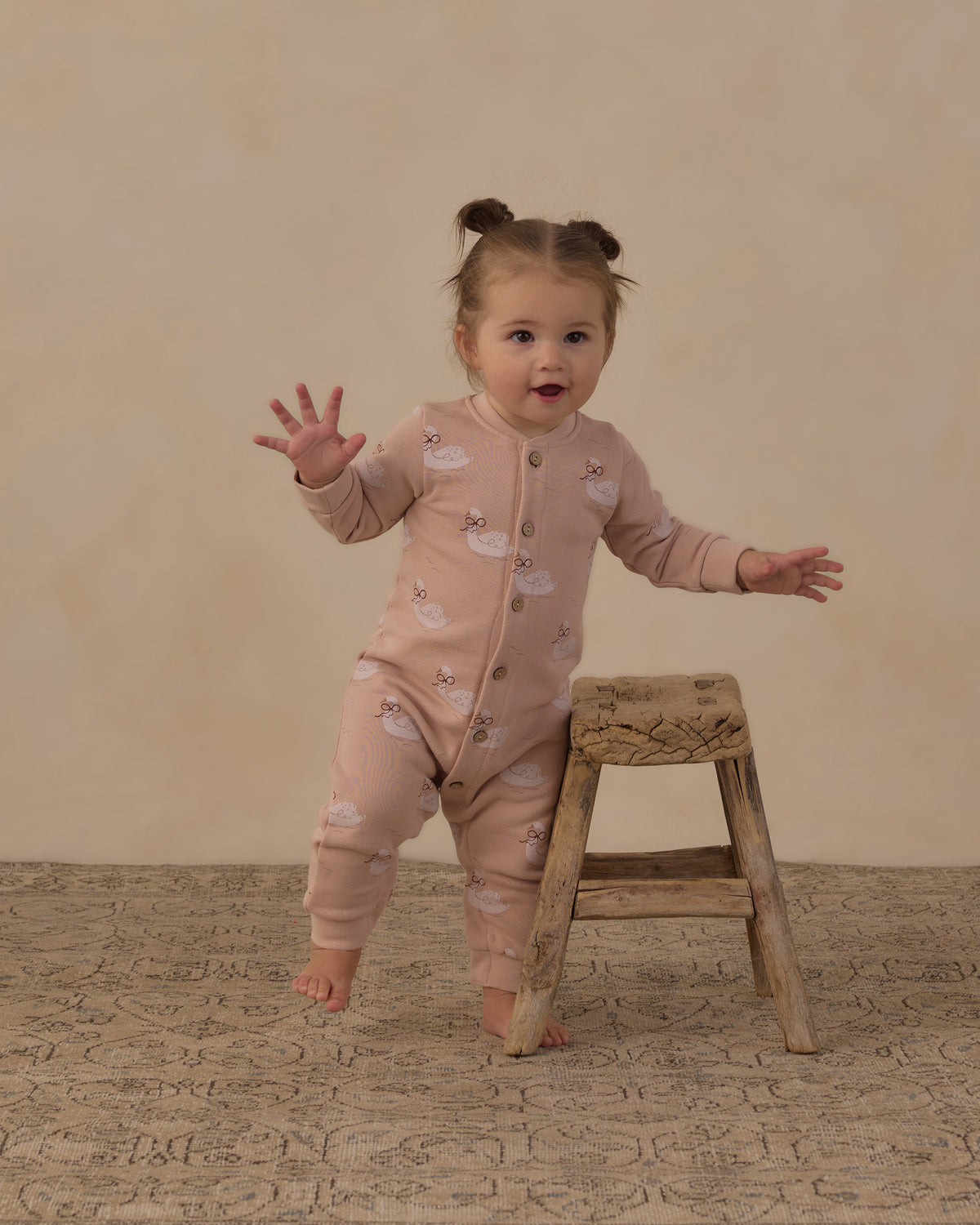 BUTTON DOWN JUMPSUIT SWANS