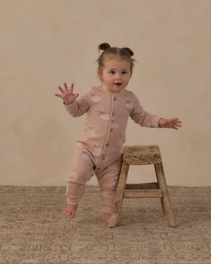 BUTTON DOWN JUMPSUIT SWANS
