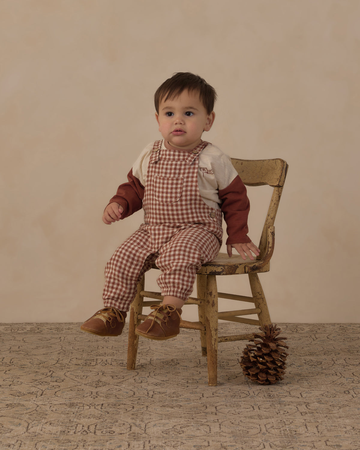BABY OVERALLS BRICK CHECK
