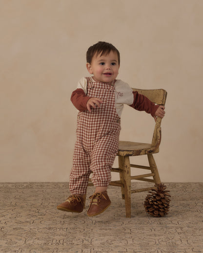 BABY OVERALLS BRICK CHECK