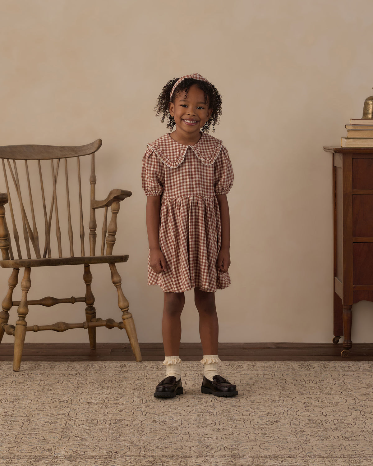 CAMILLE DRESS BRICK CHECK