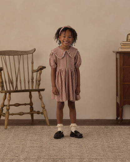 CAMILLE DRESS BRICK CHECK