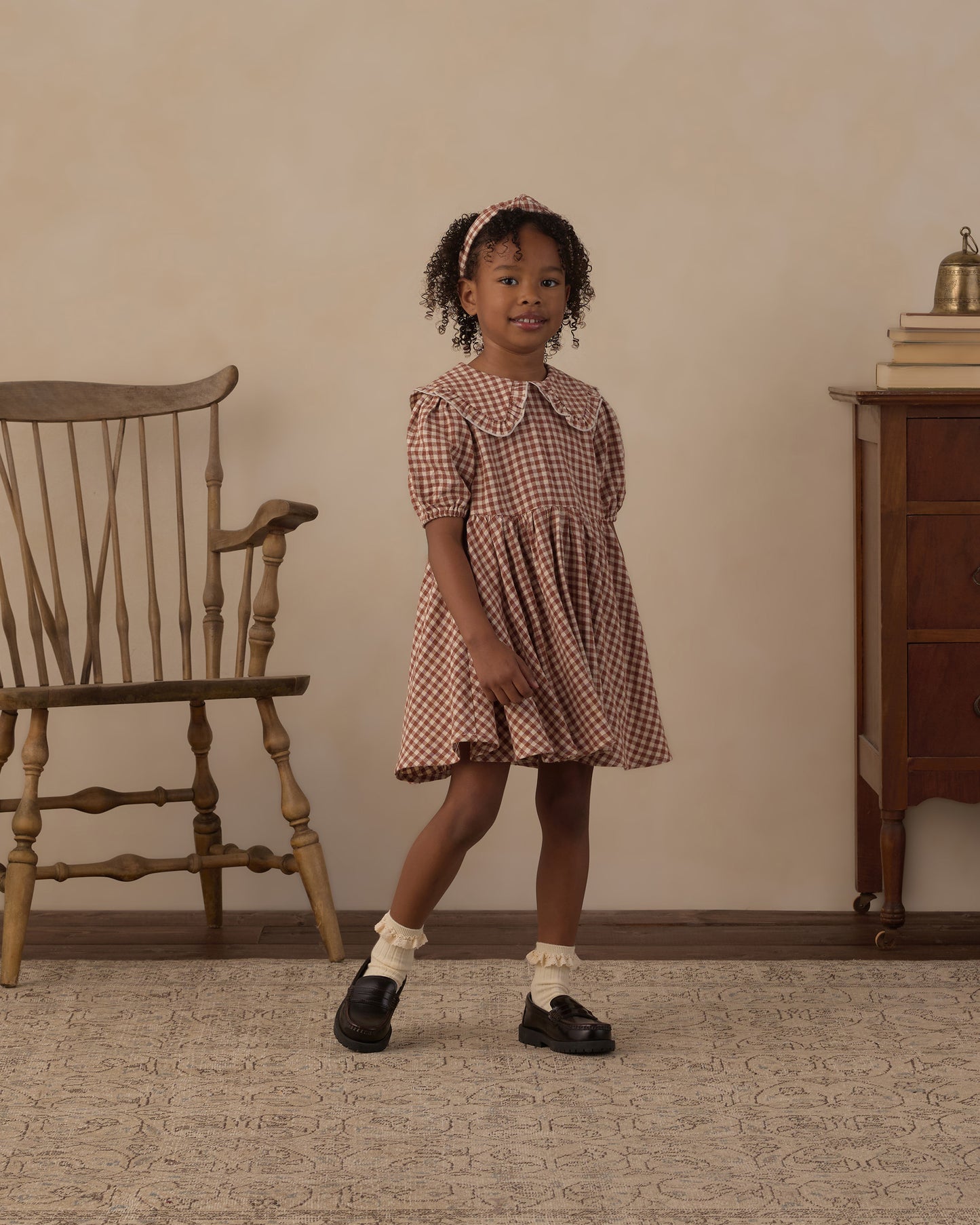 CAMILLE DRESS BRICK CHECK