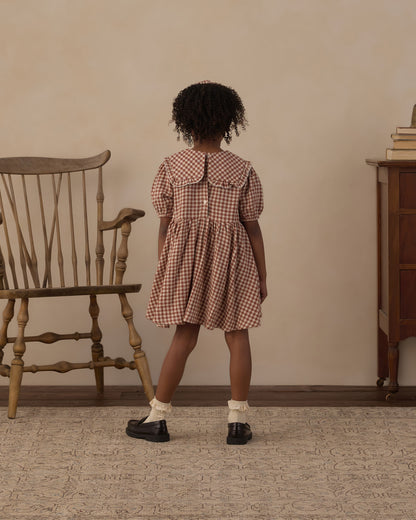 CAMILLE DRESS BRICK CHECK
