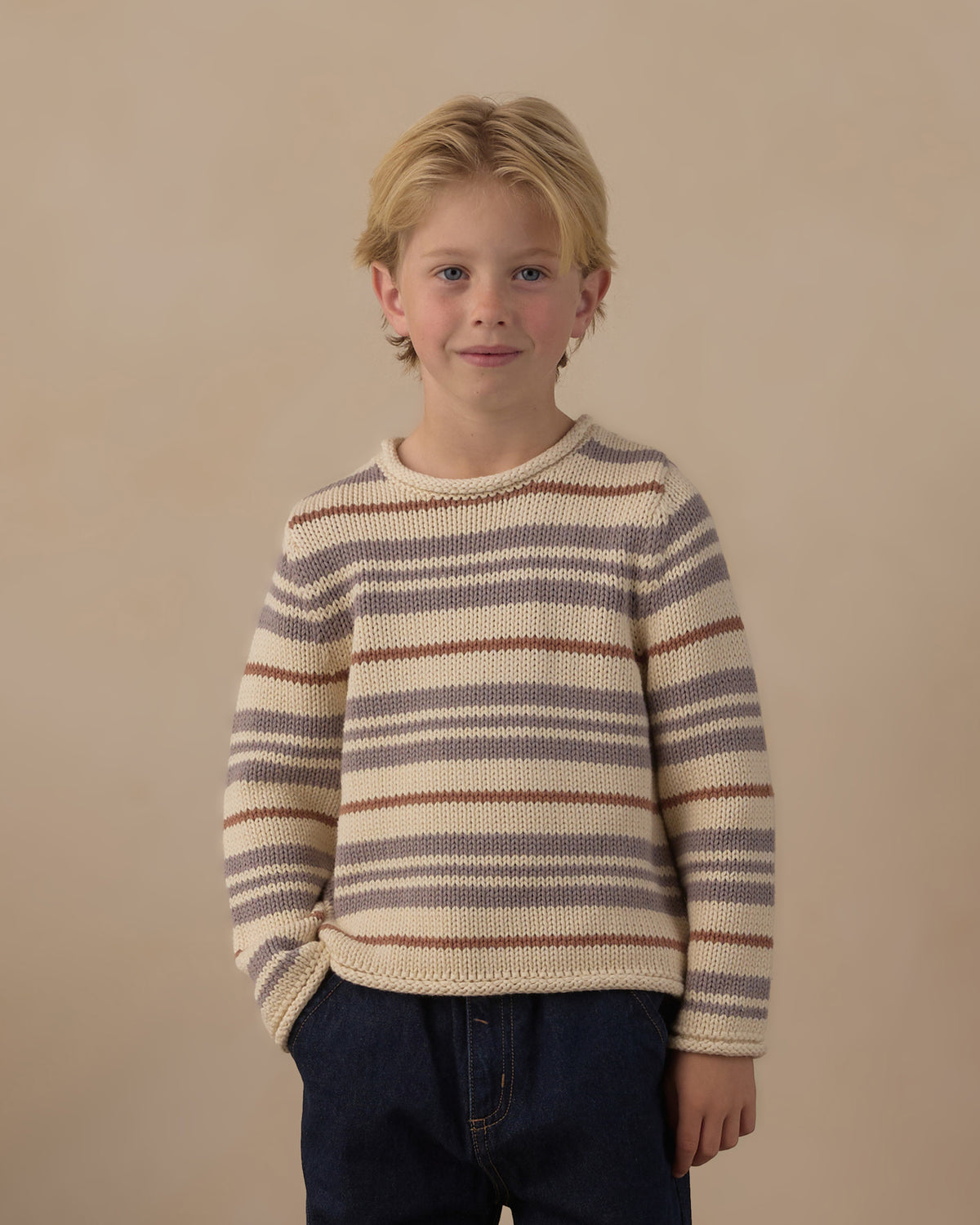 JACQUES SWEATER DUSTY BLUE STRIPE