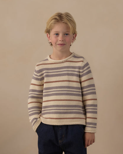 JACQUES SWEATER DUSTY BLUE STRIPE