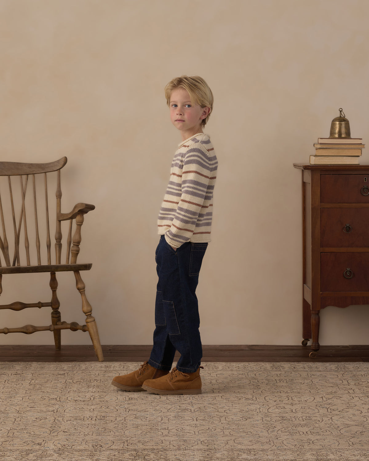 JACQUES SWEATER DUSTY BLUE STRIPE
