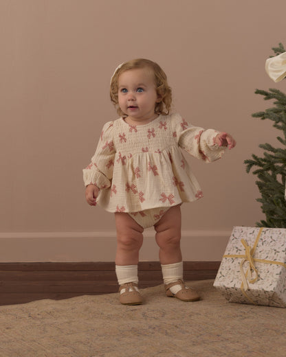 SOPHIA TOP + BLOOMER SET PEPPERMINT BOWS
