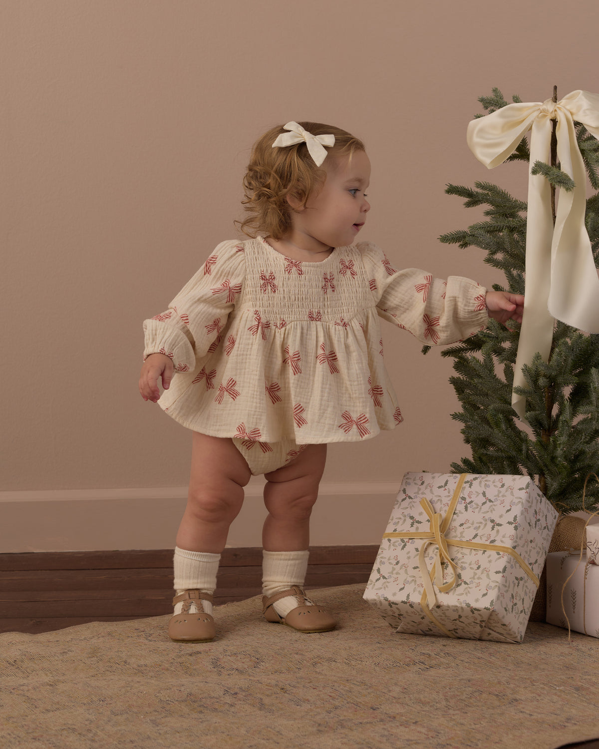 SOPHIA TOP + BLOOMER SET PEPPERMINT BOWS