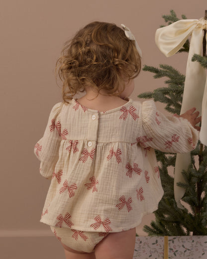 SOPHIA TOP + BLOOMER SET PEPPERMINT BOWS