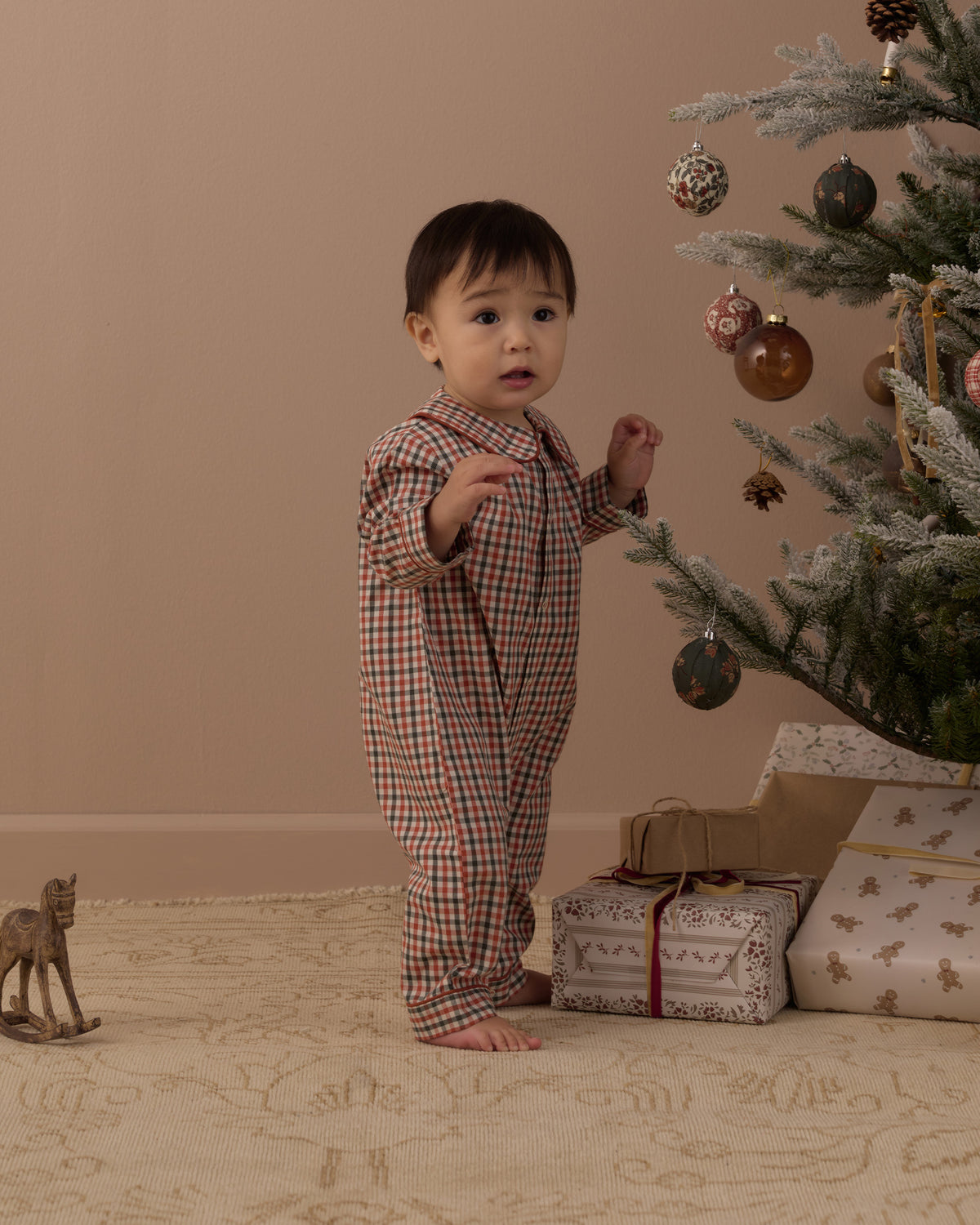BABY PAJAMA ROMPER HOLIDAY GINGHAM