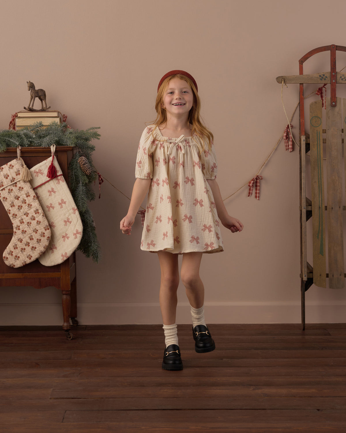 SABRINA MINI DRESS PEPPERMINT BOWS