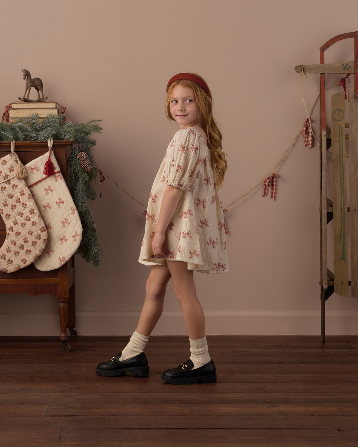 SABRINA MINI DRESS PEPPERMINT BOWS