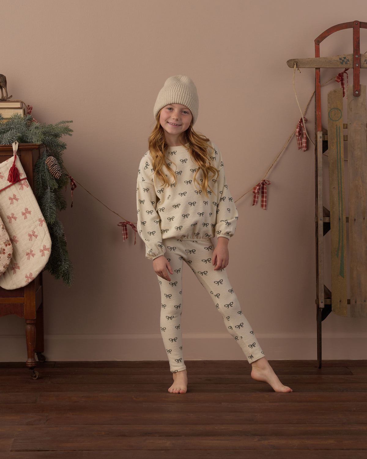 SPONGEY KNIT SET EVERGREEN BOWS