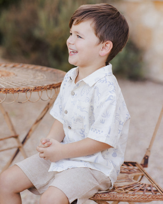 COLLARED SHORT SLEEVE SHIRT || MEDITERRANEAN