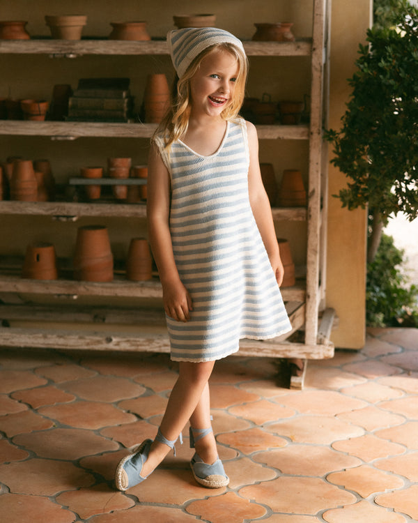 CROCHET TANK MINI DRESS || BLUE STRIPE