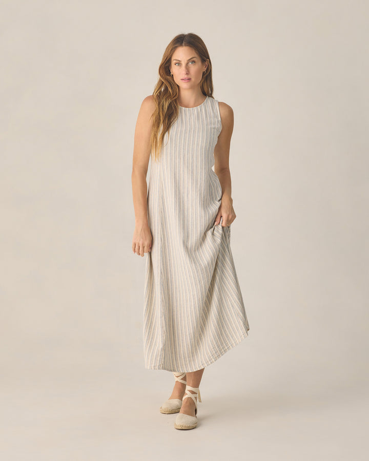 WOMEN'S INDI MIDI DRESS NAUTICAL STRIPE
