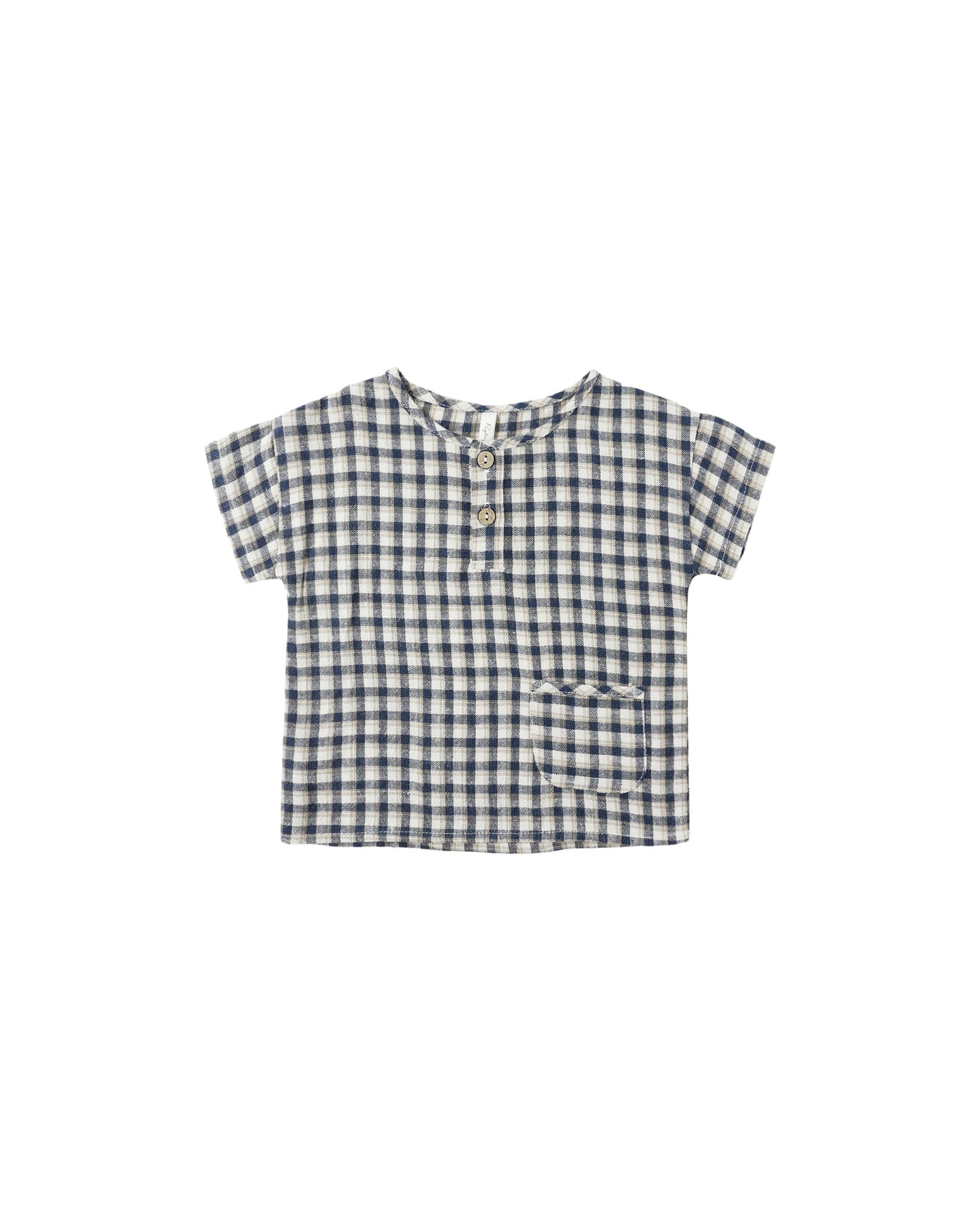 WOVEN HENLEY TEE || NAVY CHECK