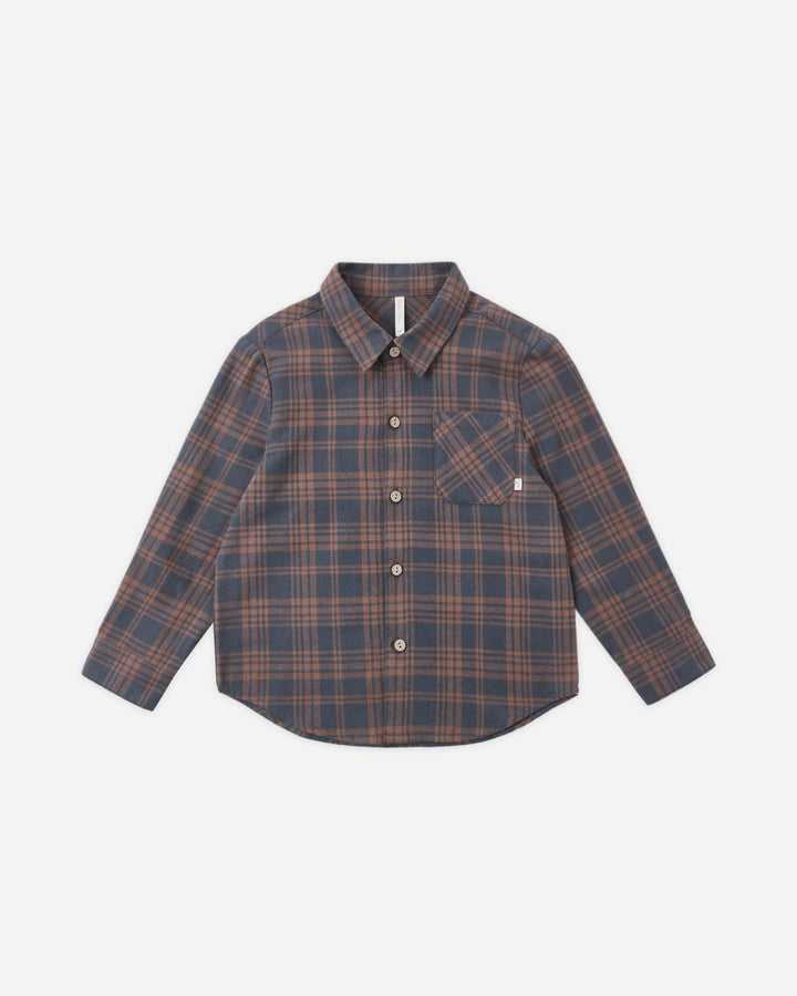 COLLARED LONG SLEEVE SHIRT MIDNIGHT PLAID