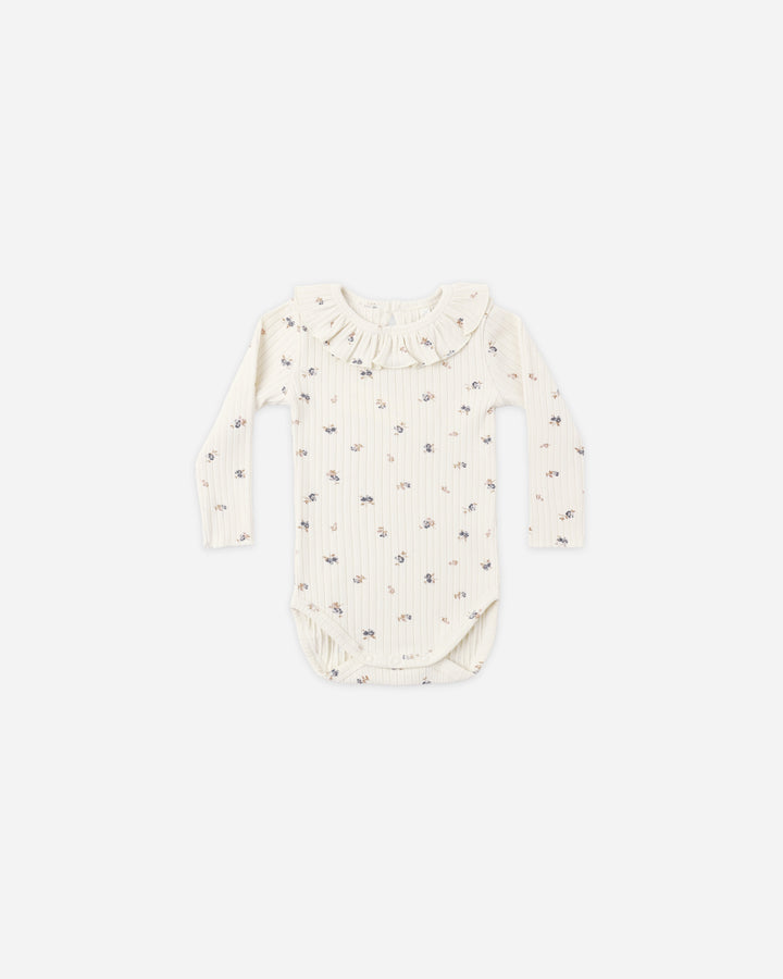 RUFFLE COLLAR BODYSUIT NATURAL DITSY