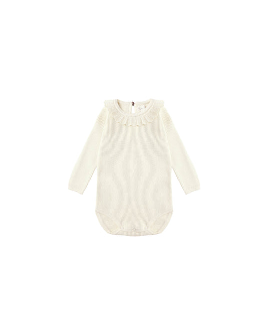 RUFFLE COLLAR BODYSUIT || NATURAL