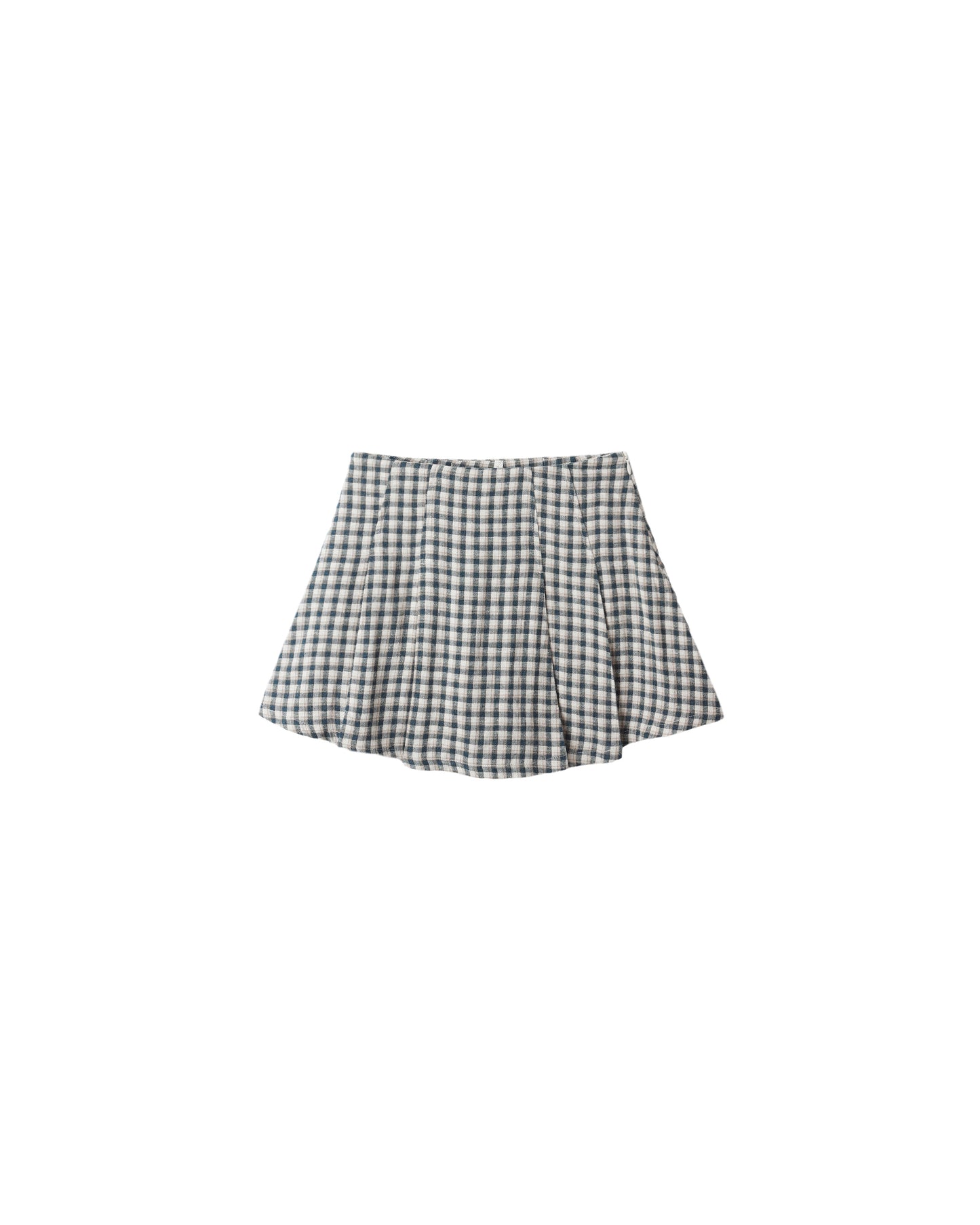 PLEATED MINI SKIRT || NAVY CHECK