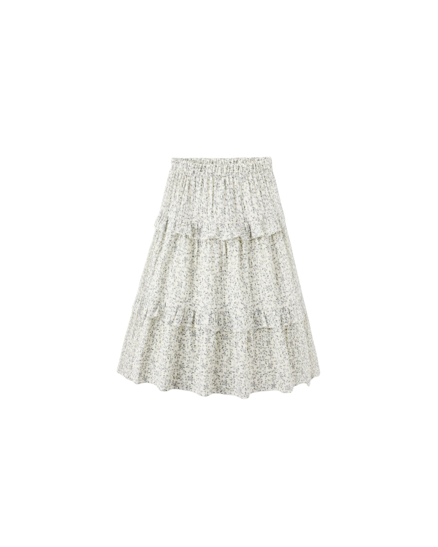RUFFLED MIDI SKIRT || BLUE VINES