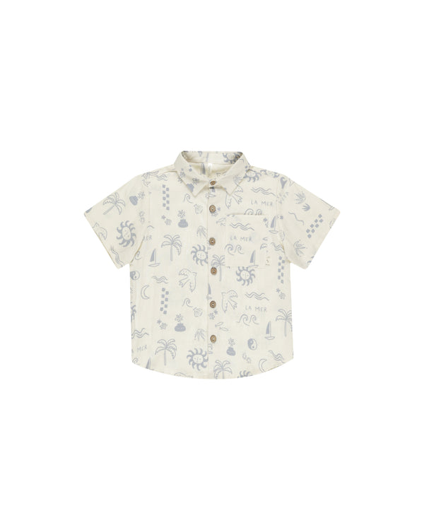 COLLARED SHORT SLEEVE SHIRT || MEDITERRANEAN