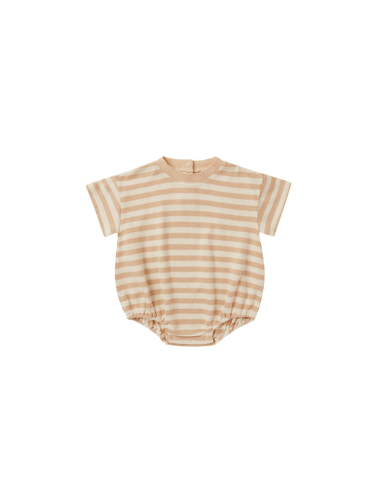 RELAXED BUBBLE ROMPER || APRICOT STRIPE