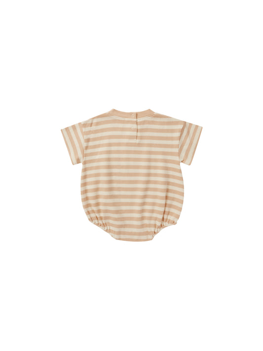 RELAXED BUBBLE ROMPER || APRICOT STRIPE