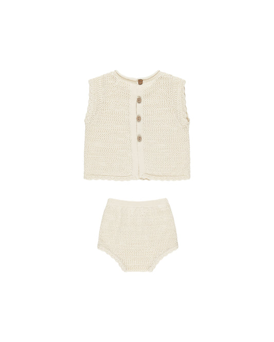 SCALLOP KNIT BABY SET || CHERRY