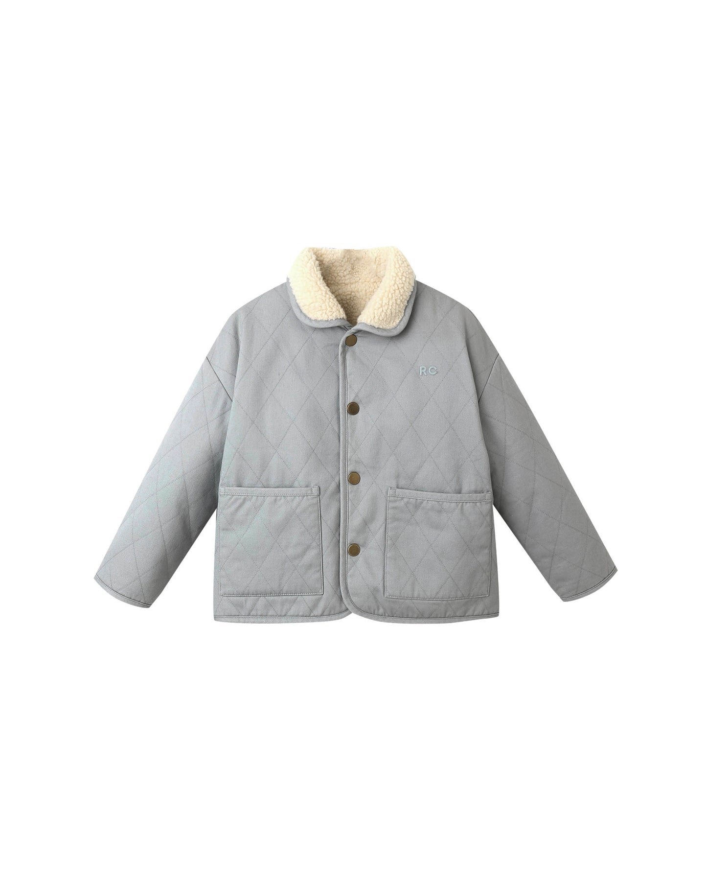QUILTED WINTER COAT || DUSTY BLUE