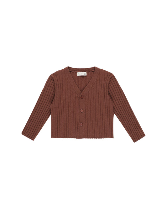 LONG SLEEVE KNIT BUTTON TOP || BRICK