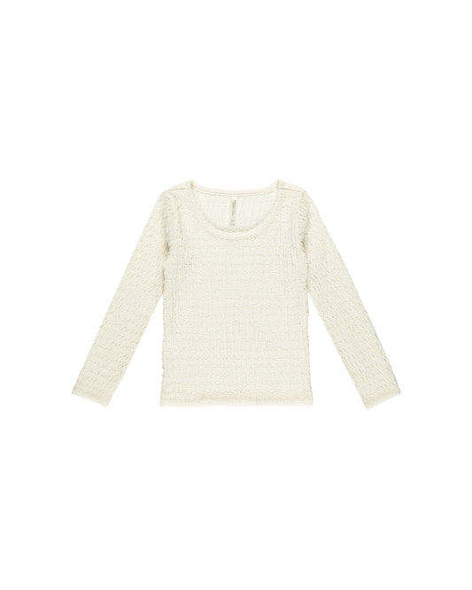 TEXTURED LONG SLEEVE TOP || IVORY